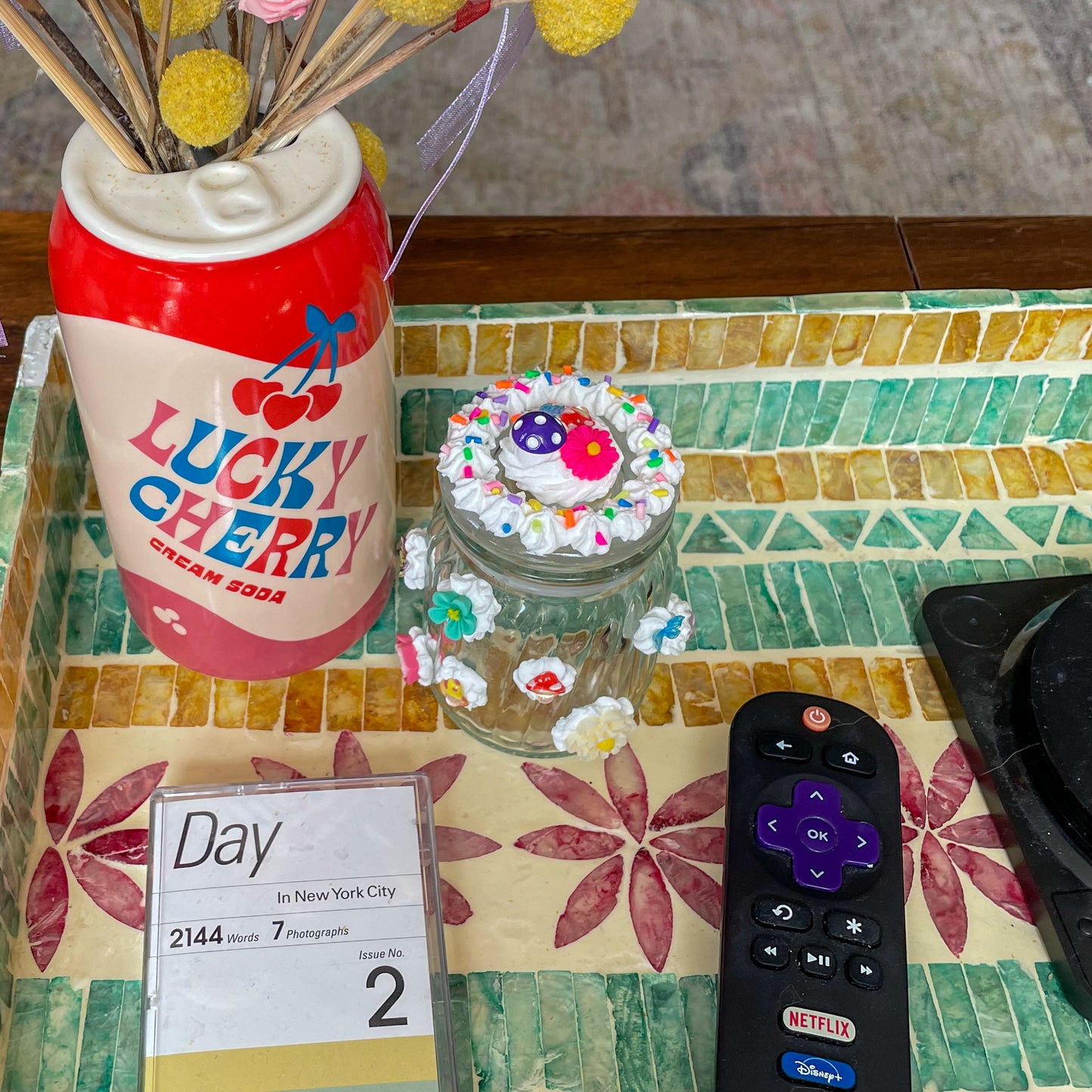 cottagecore colorful jar